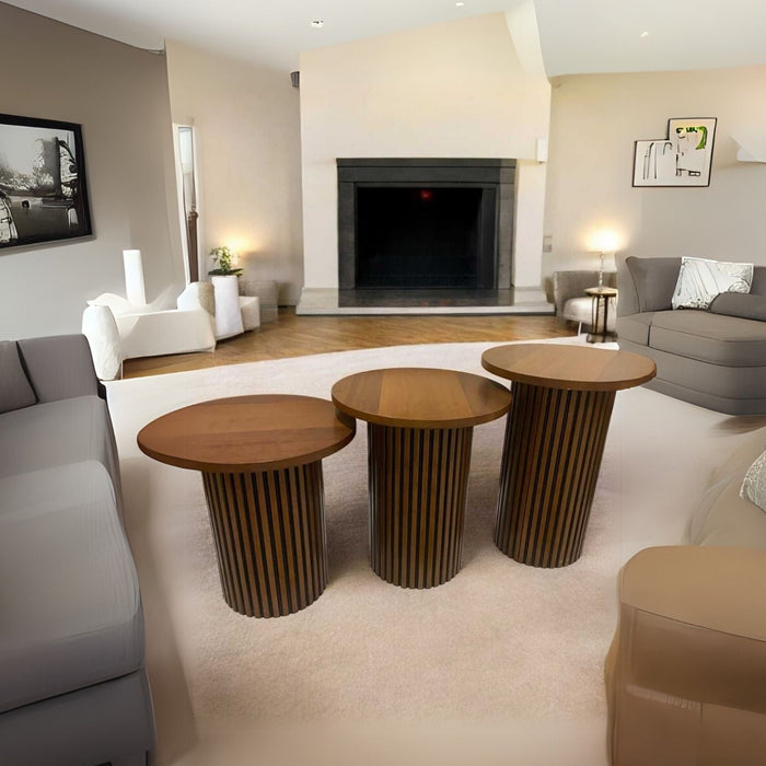 Savana İskandinav 3'lü Ahşap Zigon Sehpa