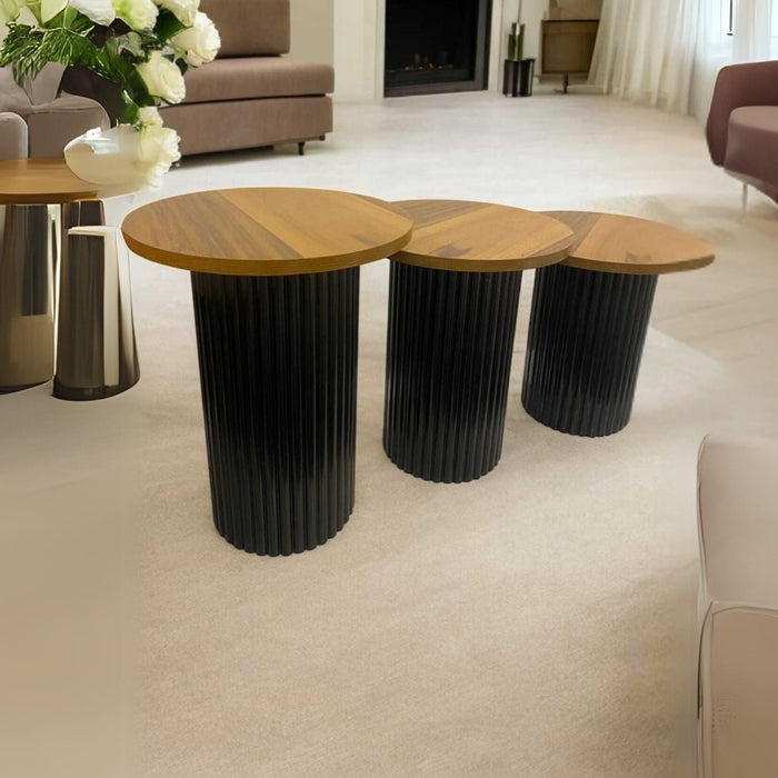 Savana İskandinav 3'lü Ahşap Zigon Sehpa