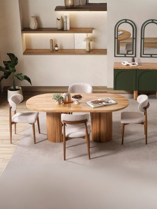 Sierra İskandinav Oval Natural Ahşap Bohem Masa 90x180