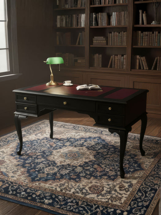 Realm Fransız Retro Deri Ahşap Çalışma Masası 75x160