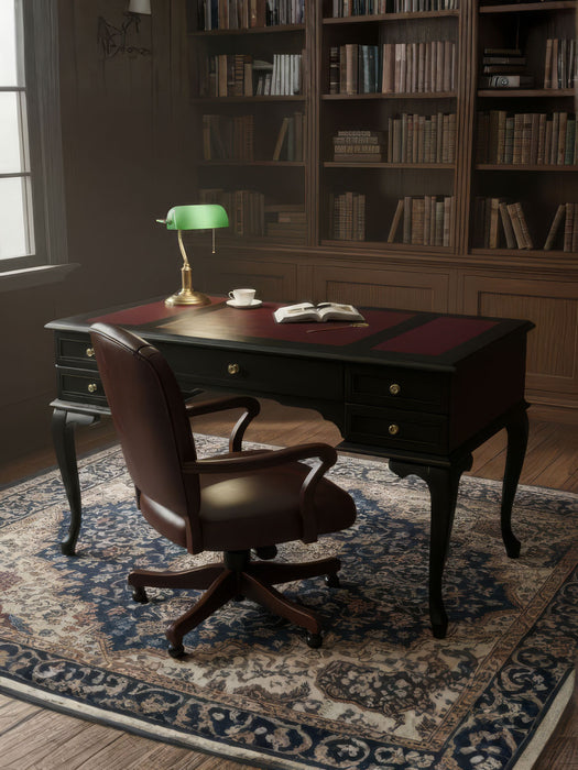 Realm Fransız Retro Deri Ahşap Çalışma Masası 75x160