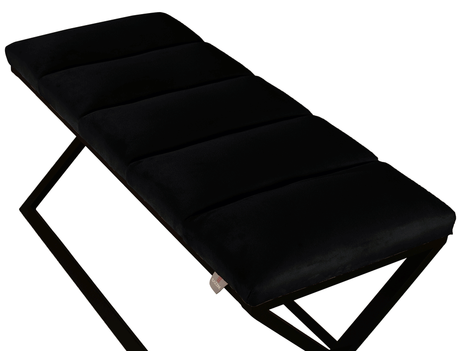 Varcera Puf - Siyah Çapraz Metal Ayaklı, Dilimli Model Bench Puf