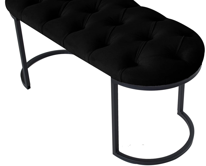 ELISSE BLACK PUF - Metal Ayaklı Kapitoneli Model Puf, Bench