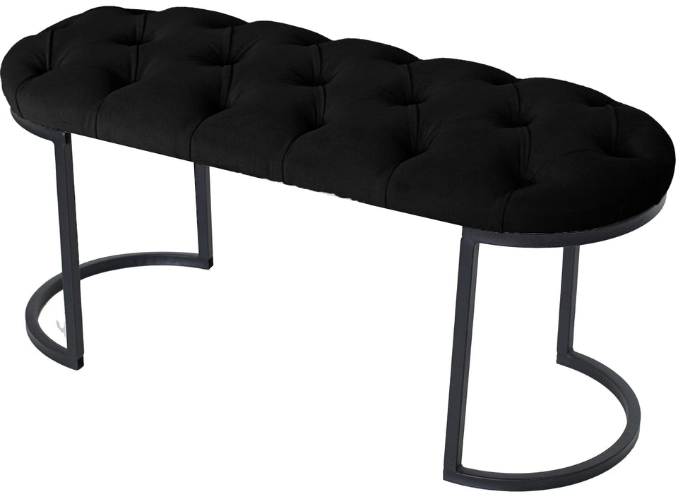 ELISSE BLACK PUF - Metal Ayaklı Kapitoneli Model Puf, Bench