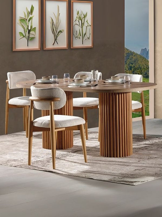 Soleil İskandinav Oval Natural Ahşap Bohem Masa 80x170