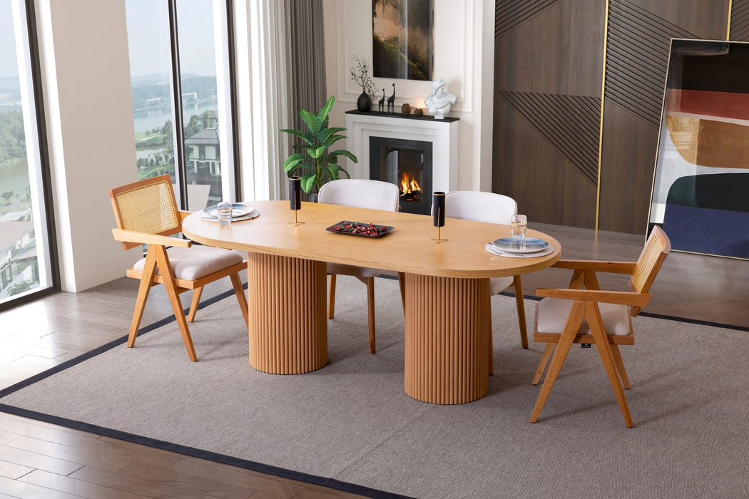 Stella İskandinav Natural Ahşap Masa Sandalye Takımı 90x200