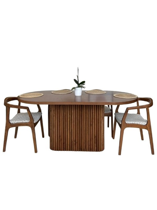 Terra Oval Ceviz Ahşap Bohem Masa 80x160