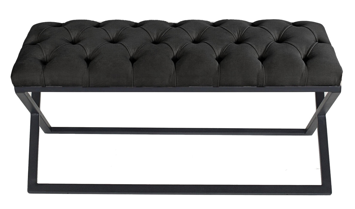 Varcera Siyah Çapraz Metal Ayaklı Bench Puf