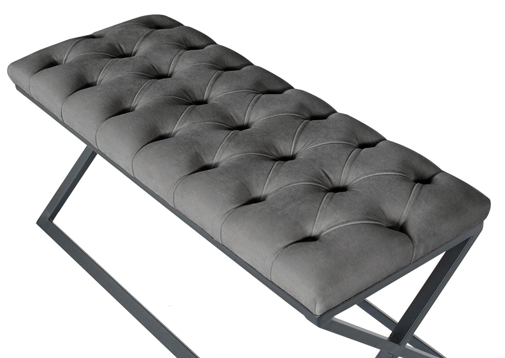 Varcera Siyah Çapraz Metal Ayaklı Bench Puf