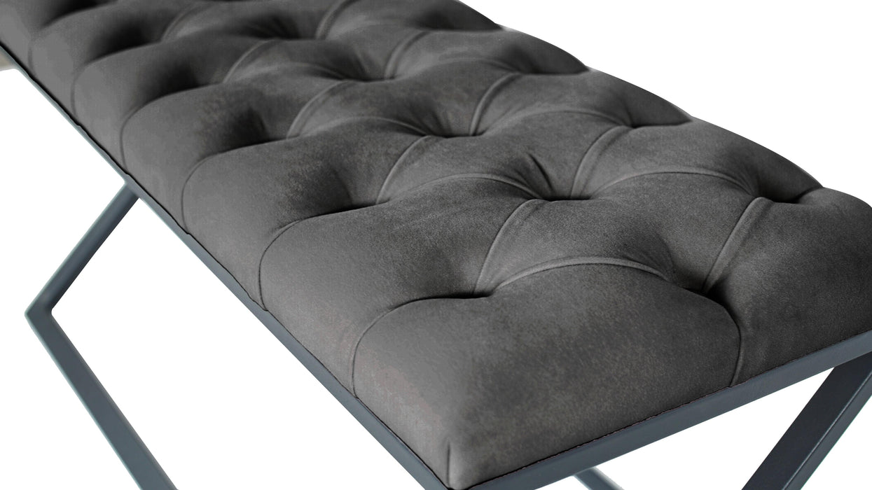 Varcera Siyah Çapraz Metal Ayaklı Bench Puf