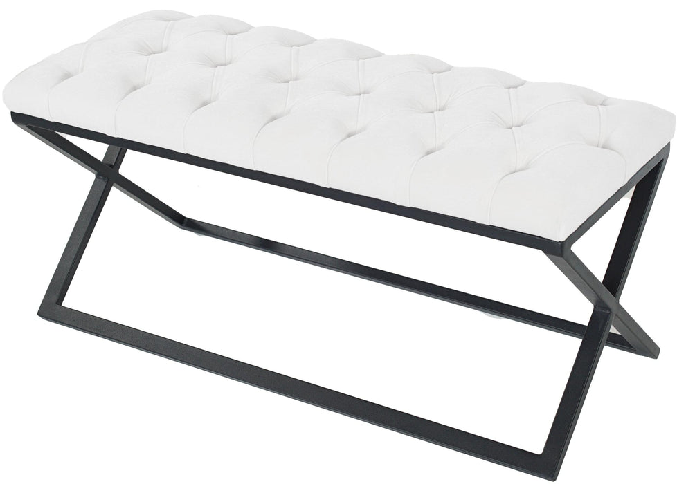 Varcera Siyah Çapraz Metal Ayaklı Bench Puf