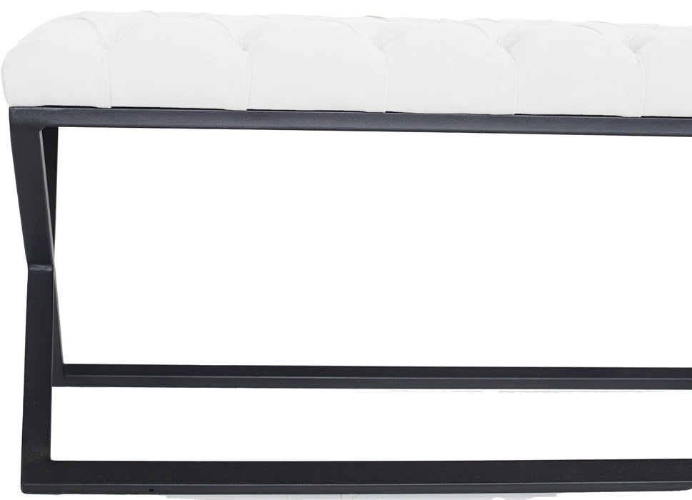 Varcera Siyah Çapraz Metal Ayaklı Bench Puf