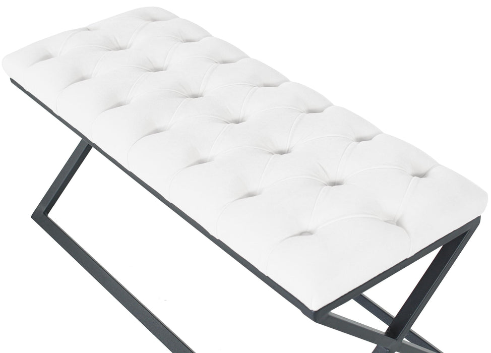 Varcera Siyah Çapraz Metal Ayaklı Bench Puf