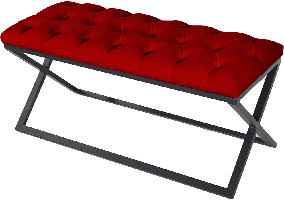 Varcera Siyah Çapraz Metal Ayaklı Bench Puf