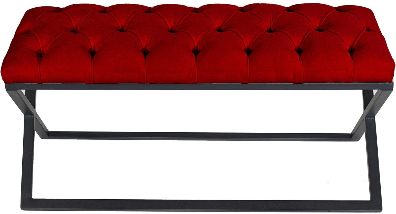 Varcera Siyah Çapraz Metal Ayaklı Bench Puf