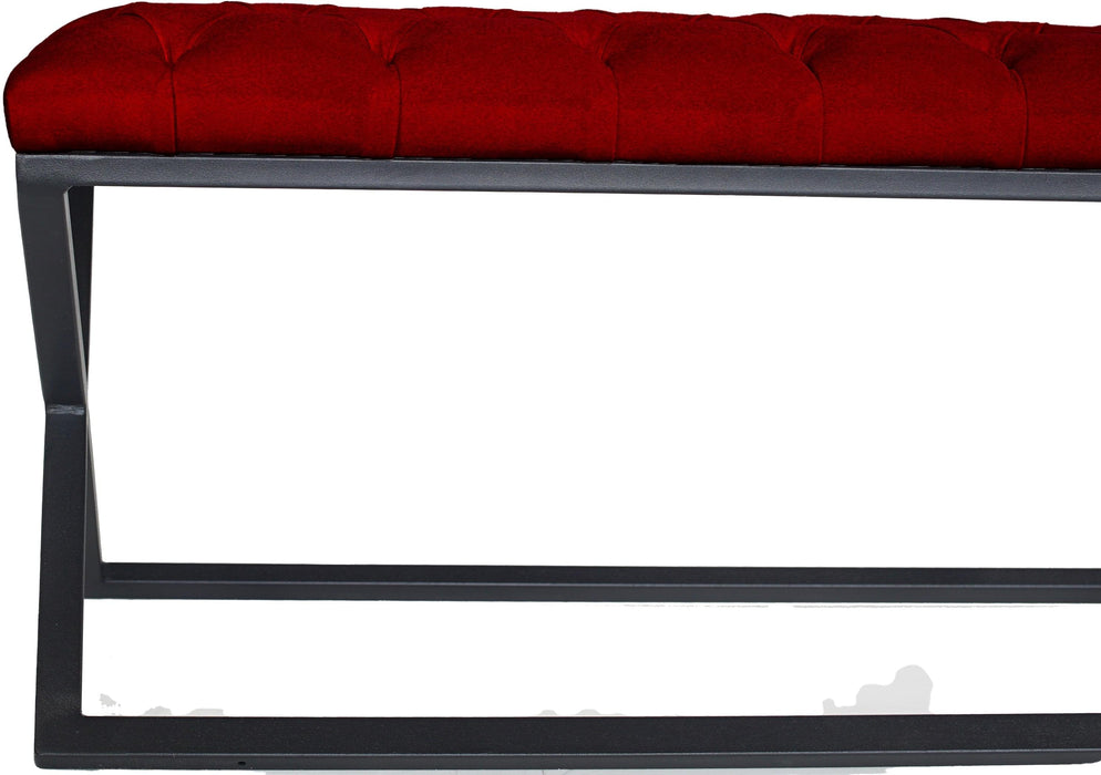 Varcera Siyah Çapraz Metal Ayaklı Bench Puf