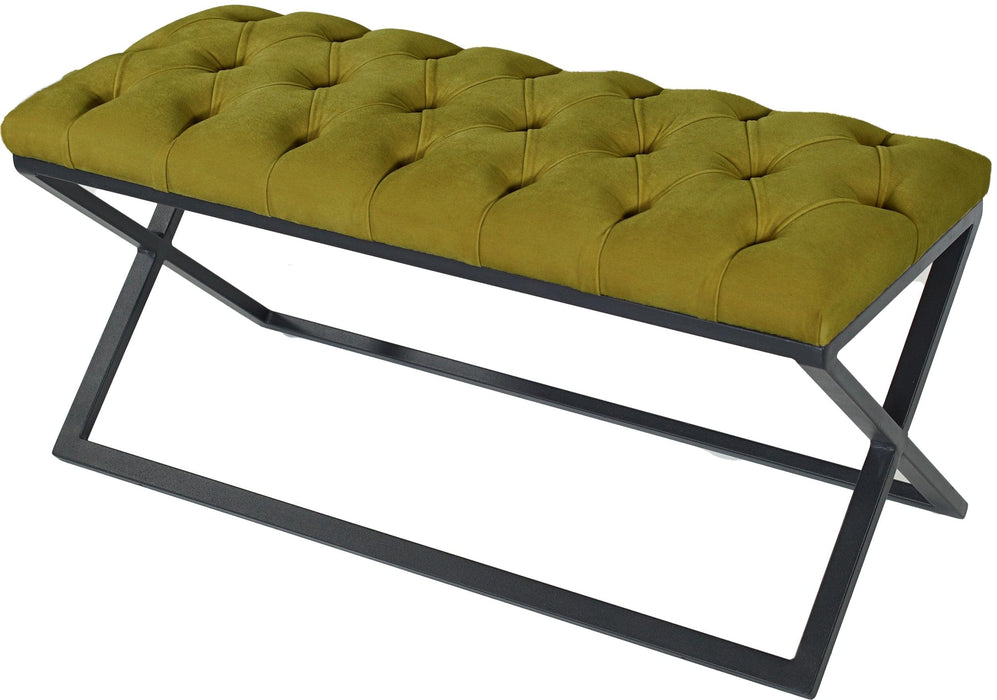 Varcera Siyah Çapraz Metal Ayaklı Bench Puf