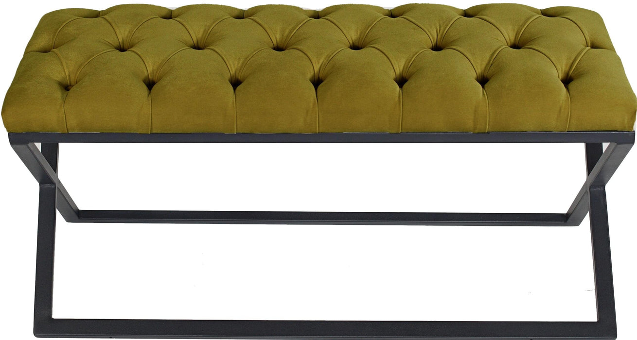 Varcera Siyah Çapraz Metal Ayaklı Bench Puf