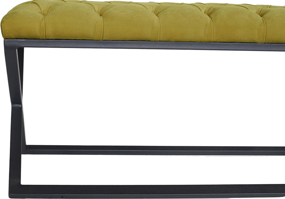 Varcera Siyah Çapraz Metal Ayaklı Bench Puf