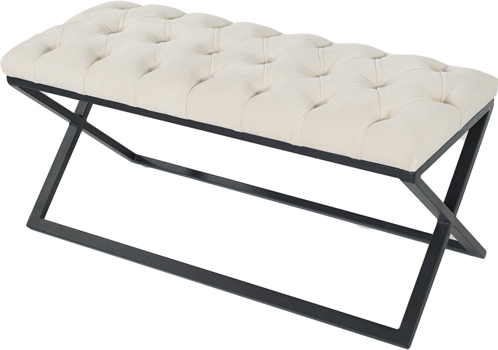 Varcera Siyah Çapraz Metal Ayaklı Bench Puf