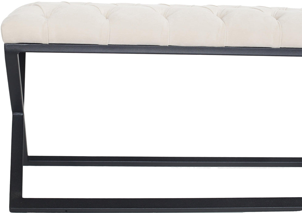 Varcera Siyah Çapraz Metal Ayaklı Bench Puf