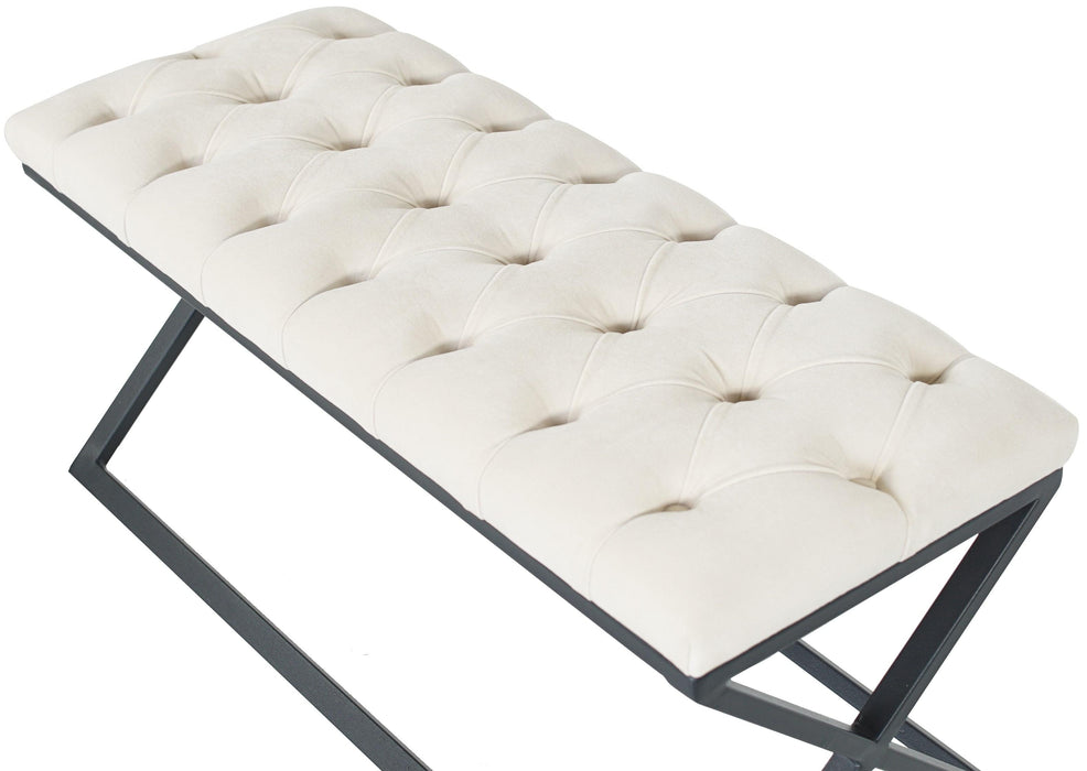 Varcera Siyah Çapraz Metal Ayaklı Bench Puf