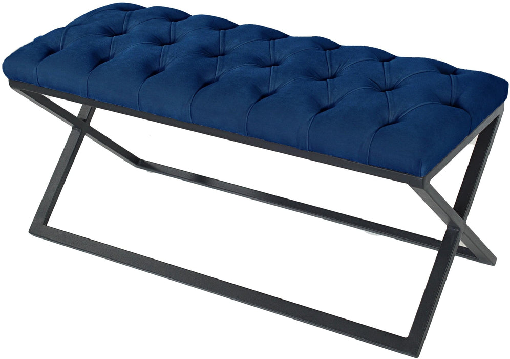 Varcera Siyah Çapraz Metal Ayaklı Bench Puf