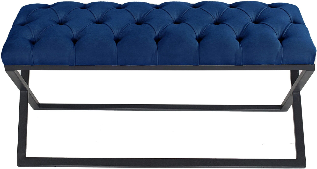 Varcera Siyah Çapraz Metal Ayaklı Bench Puf