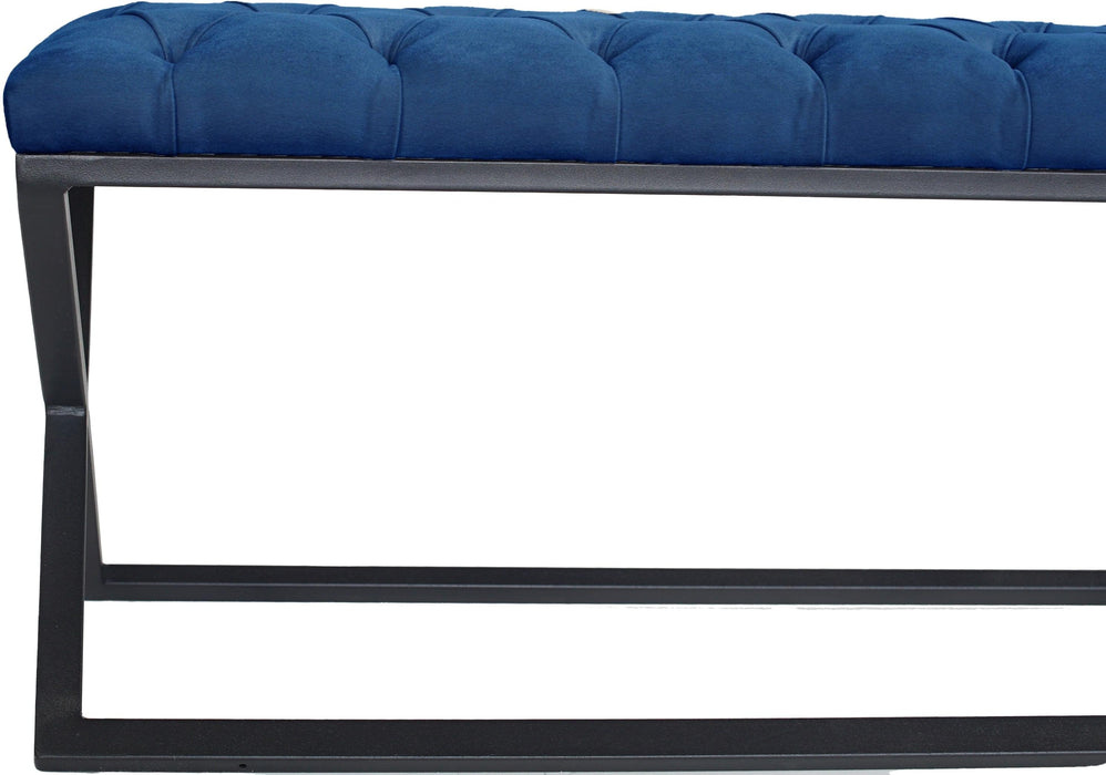 Varcera Siyah Çapraz Metal Ayaklı Bench Puf