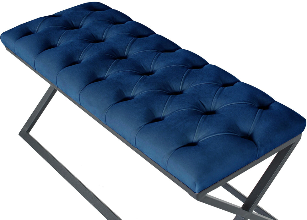 Varcera Siyah Çapraz Metal Ayaklı Bench Puf