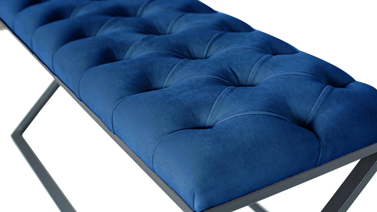 Varcera Siyah Çapraz Metal Ayaklı Bench Puf