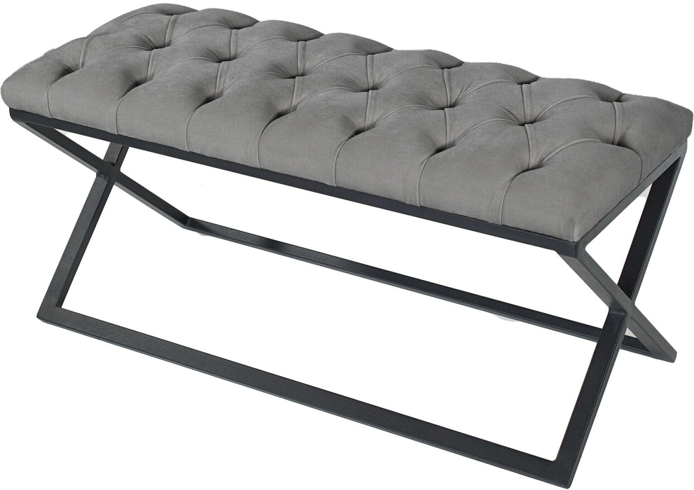 Varcera Siyah Çapraz Metal Ayaklı Bench Puf