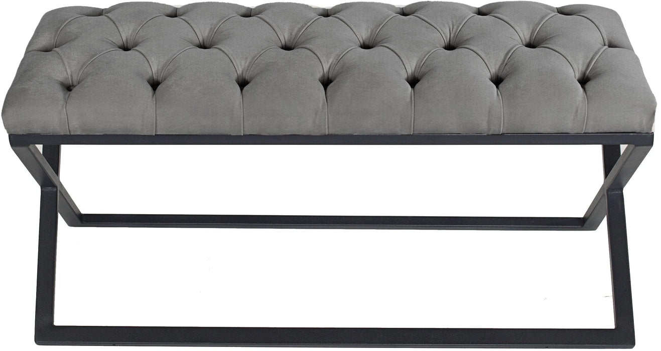 Varcera Siyah Çapraz Metal Ayaklı Bench Puf