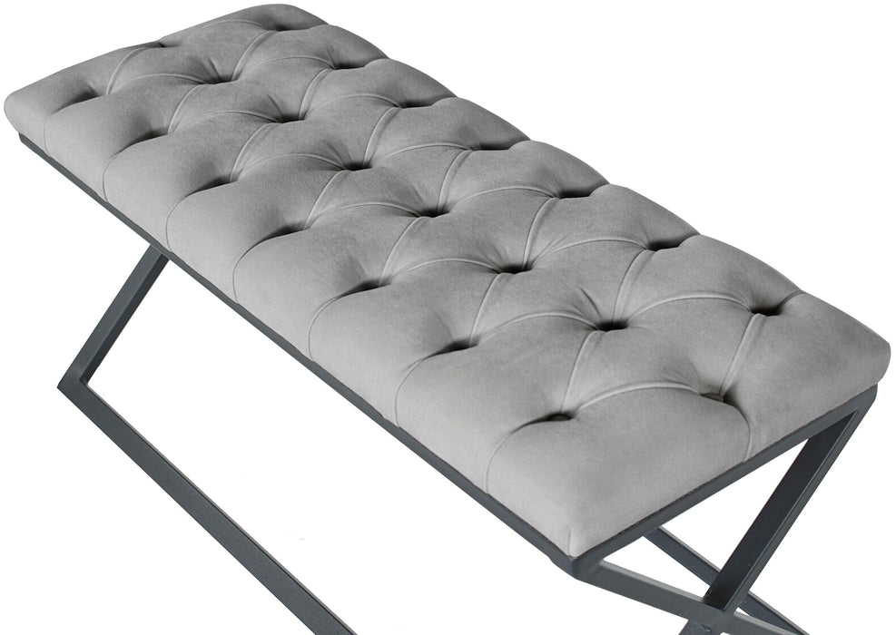 Varcera Siyah Çapraz Metal Ayaklı Bench Puf