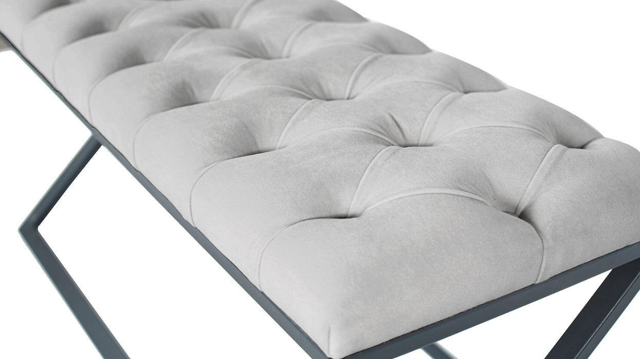 Varcera Siyah Çapraz Metal Ayaklı Bench Puf