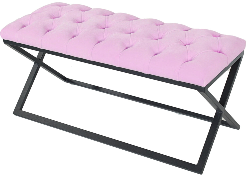 Varcera Siyah Çapraz Metal Ayaklı Bench Puf