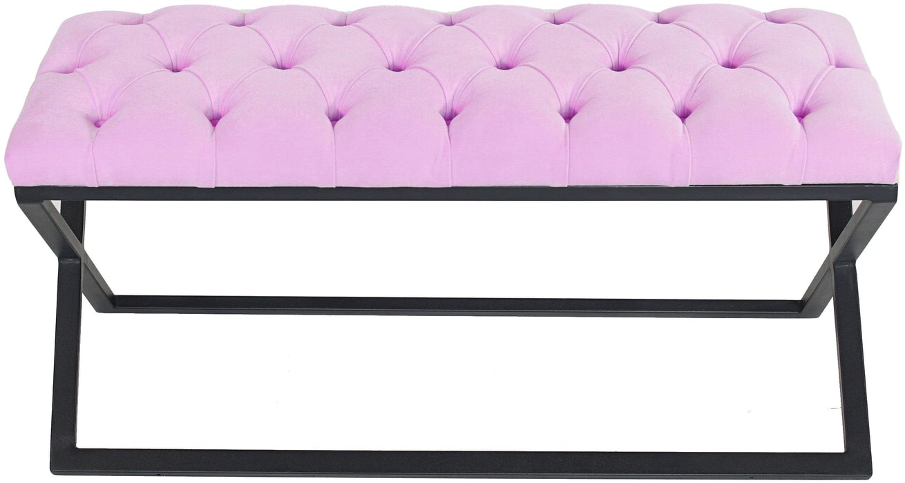 Varcera Siyah Çapraz Metal Ayaklı Bench Puf