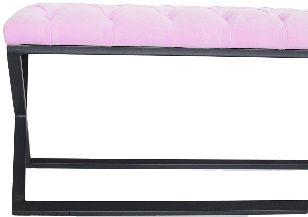 Varcera Siyah Çapraz Metal Ayaklı Bench Puf