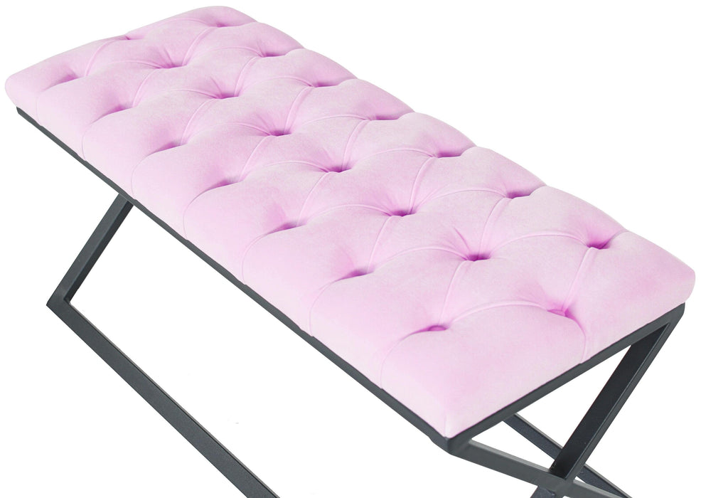 Varcera Siyah Çapraz Metal Ayaklı Bench Puf