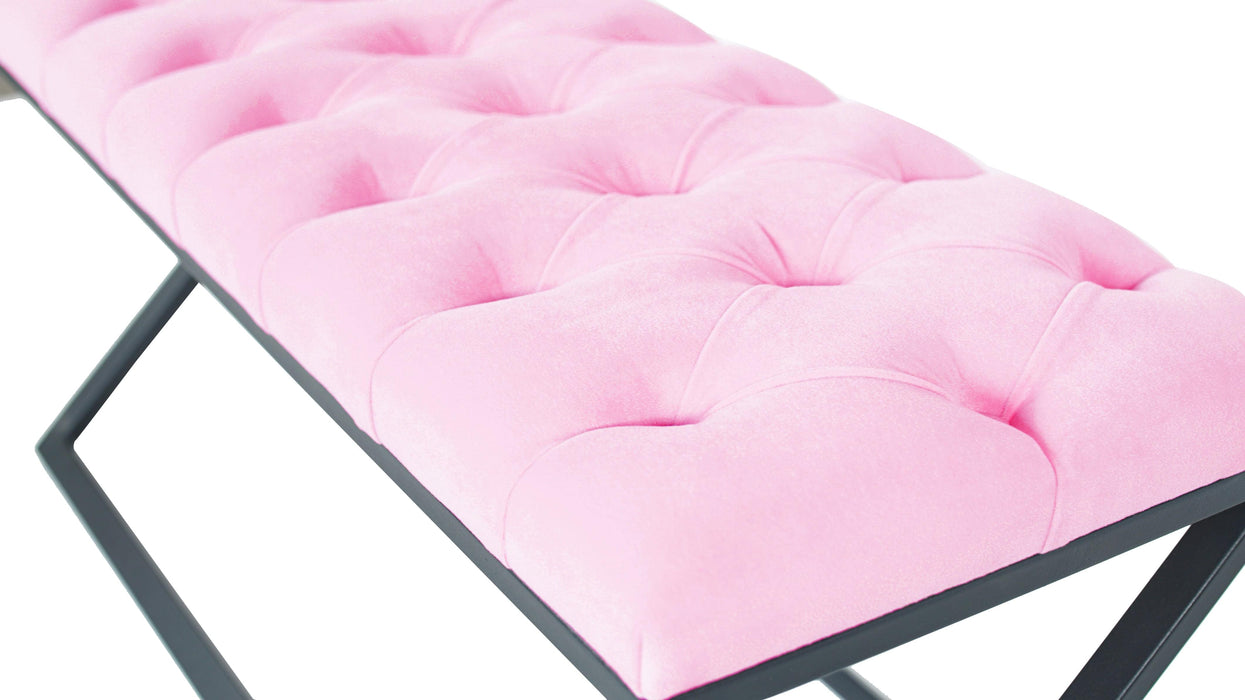 Varcera Siyah Çapraz Metal Ayaklı Bench Puf