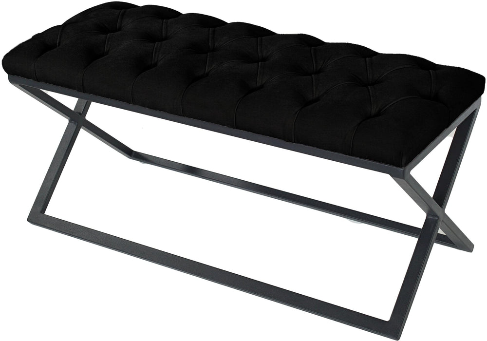 Varcera Siyah Çapraz Metal Ayaklı Bench Puf