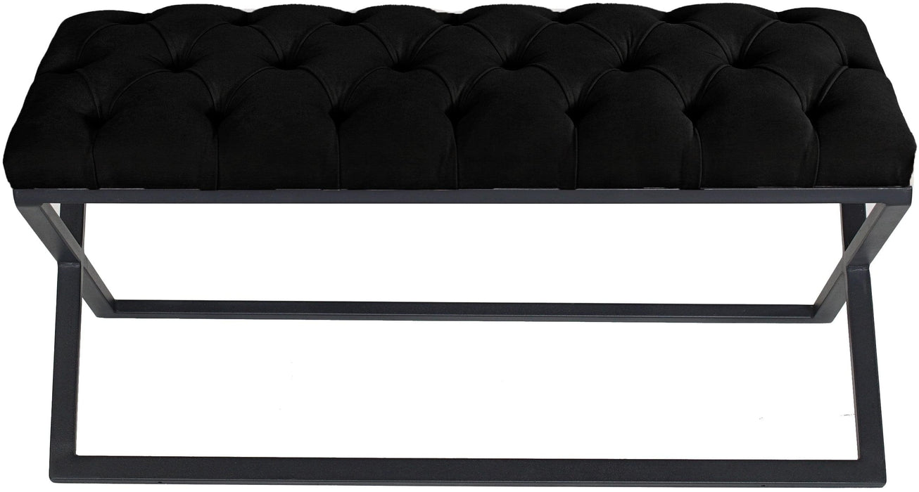 Varcera Siyah Çapraz Metal Ayaklı Bench Puf