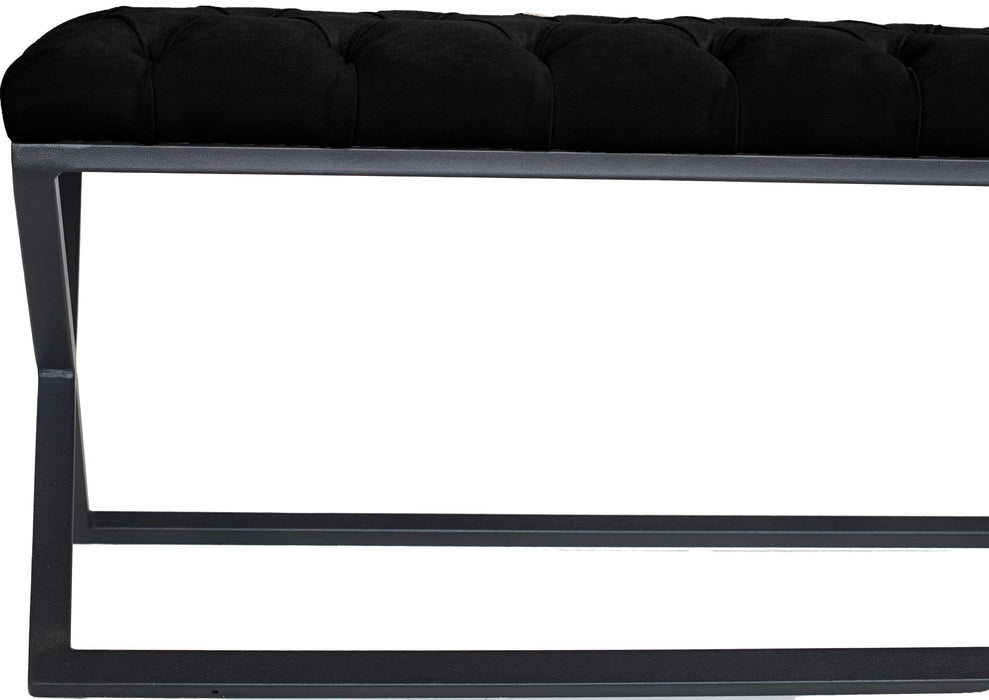 Varcera Siyah Çapraz Metal Ayaklı Bench Puf