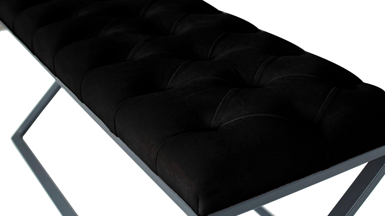 Varcera Siyah Çapraz Metal Ayaklı Bench Puf