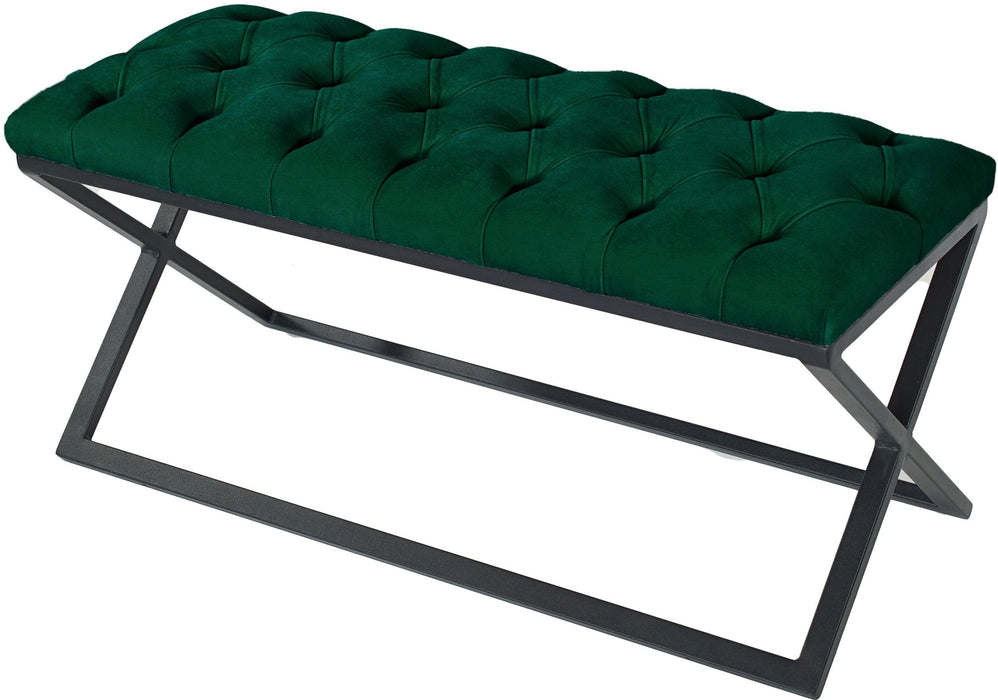 Varcera Siyah Çapraz Metal Ayaklı Bench Puf