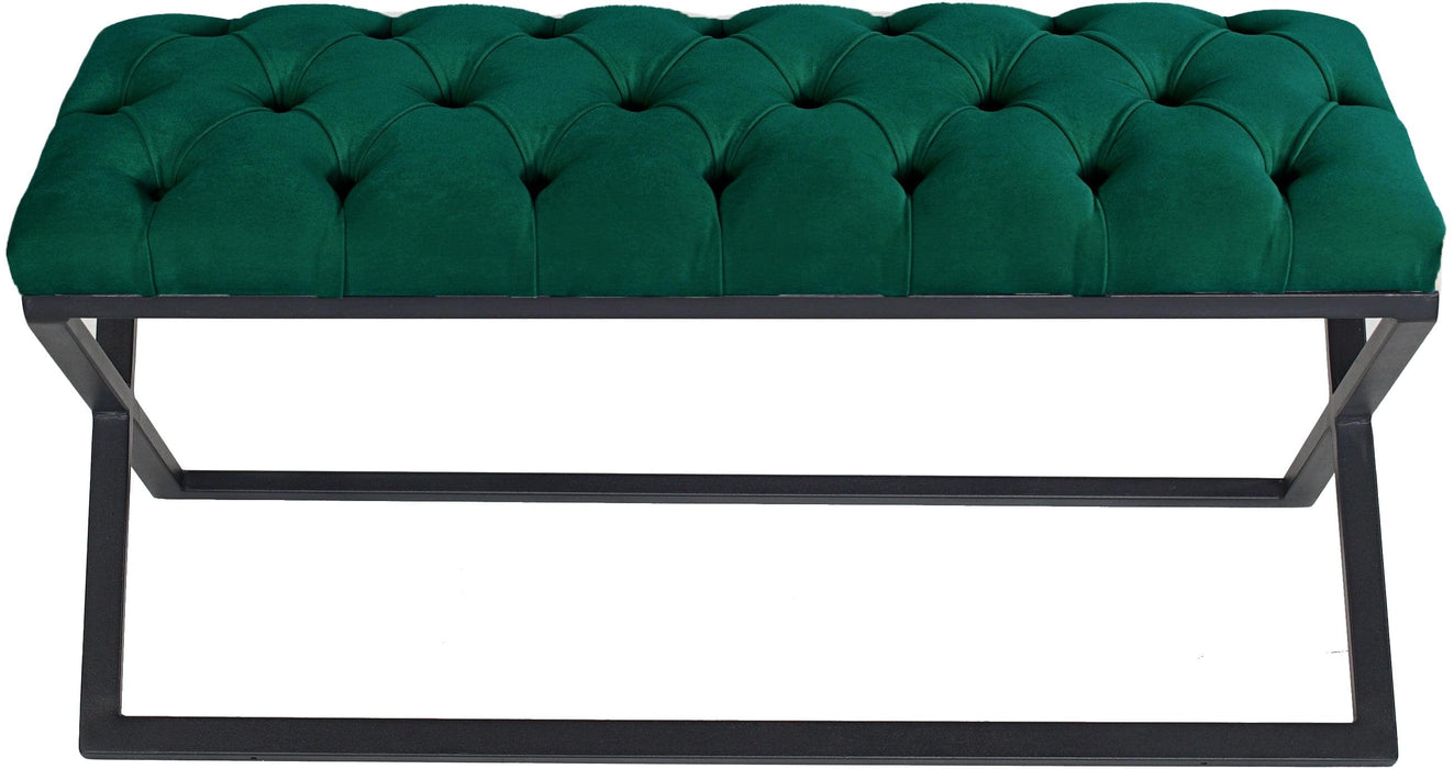 Varcera Siyah Çapraz Metal Ayaklı Bench Puf