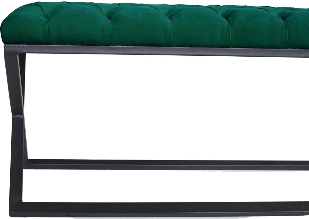 Varcera Siyah Çapraz Metal Ayaklı Bench Puf