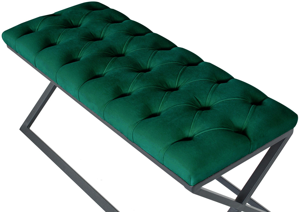 Varcera Siyah Çapraz Metal Ayaklı Bench Puf