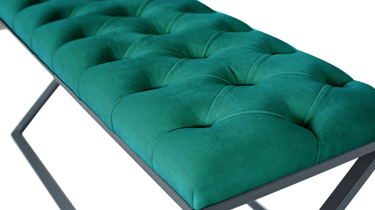 Varcera Siyah Çapraz Metal Ayaklı Bench Puf