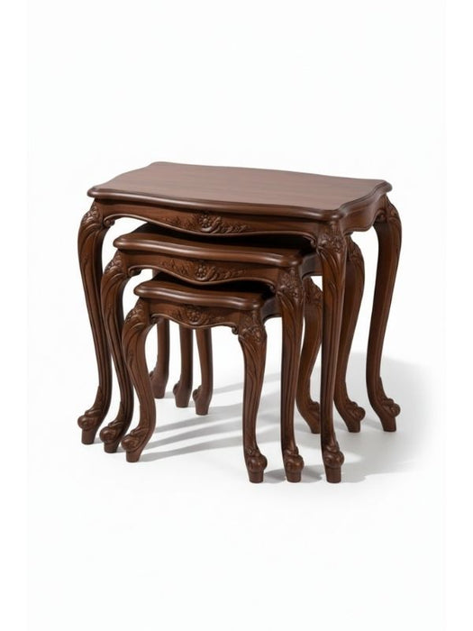 Versailes Fransız Still 3'lü Ahşap Zigon Sehpa